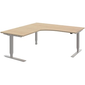 röhr Techno elektrisch höhenverstellbarer Schreibtisch ahorn L-Form, C-Fuß-Gestell silber 180,0 x 80,0 cm von röhr