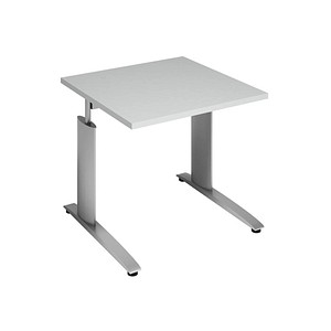 röhr Techno höhenverstellbarer Schreibtisch hellgrau quadratisch, C-Fuß-Gestell silber 80,0 x 80,0 cm von röhr