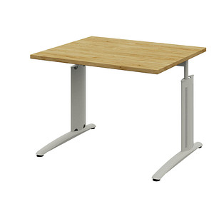 röhr Techno höhenverstellbarer Schreibtisch hickory-eiche rechteckig, C-Fuß-Gestell silber 120,0 x 80,0 cm von röhr