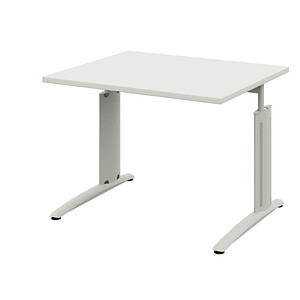 röhr Techno höhenverstellbarer Schreibtisch weiß rechteckig, C-Fuß-Gestell silber 120,0 x 80,0 cm von röhr