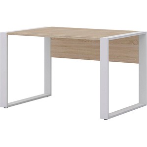 röhr direct.office Schreibtisch sonoma-eiche rechteckig, Kufen-Gestell weiß 120,0 x 80,0 cm von röhr