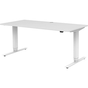 röhr direct.office elektrisch höhenverstellbarer Schreibtisch weiß rechteckig, T-Fuß-Gestell weiß 160,0 x 70,0 cm von röhr