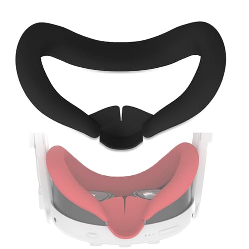 Rokeblau VR-Zubehör für Meta Quest 3, Super weiches Silikon Material Face Pad Cover für Quest 3 Headset mit Nase Pad, Atmungsaktive schweißfeste waschbare Lichtdichte Anti-Leakage (schwarz) von rokeblau