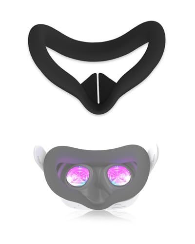 VR-Silikon-Gesichtspolster-Schutzhülle für Meta Quest 3S das Original-Headset-Zubehör, leicht zu reinigen, bequem und hautfreundlich(schwarzes silikon) von rokeblau