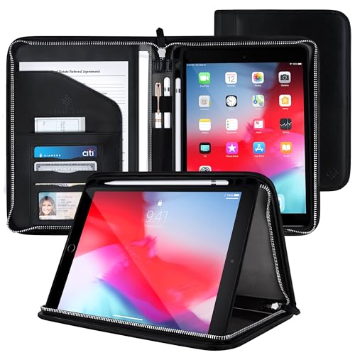 rooCASE Wilshire Case - iPad Air (3rd Gen) 10.5 2019 / iPad Pro 10.5 2017 Executive Portfolio Case - Magnetic iPad Case, Organizer, Apple Pencil Holder for iPad Air 10.5 3rd Gen 2019, Black von rooCASE
