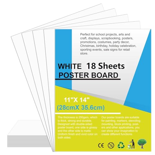 Postertafel, 27,9 x 35,6 cm, Weiß, 250 g/m², Sichttafel, Smart-Posterboard für Schule, Kunst, Bastelprojekte, Präsentationen, Zeichnen, Scrapbooking, blanko, Grafikdisplay, 18 Stück Postertafel, 27,9 x 35,6 cm, Weiß, 250 g/m², Sichttafel, Smart-Posterboard für Schule, Kunst, Bastelprojekte, Präsentationen, Zeichnen, Scrapbooking, blanko, Grafikdisplay, 18 Stück von rookea