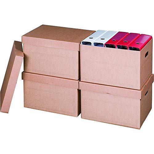Ropipack Archiv Multibox Archivschachtel Aktenkarton mit Deckel - 413 x 330 x 266 mm - 10 Stück von ropipack