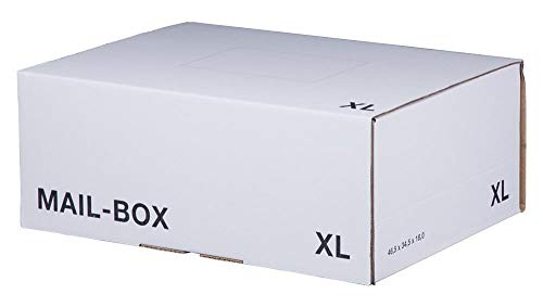 Ropipack Mailbox Versandkarton Versandbox wiederverschließbar 460 x 333 x 174 mm Weiß XL - 20 Stück von ropipack