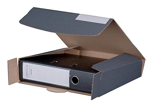 Ropipack Ordnerversandkarton Ordnerversandbox aus Wellpappe mit Steckverschluss 50-80 mm Anthrazit 320 x 288 x 50-80 mm - 20 Stück von ropipack