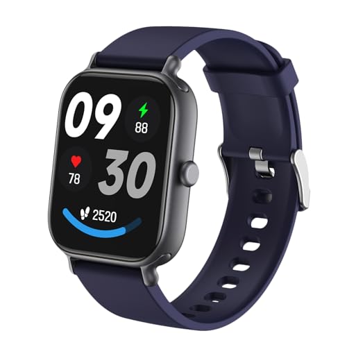 rorios Damen Herren Smartwatch Sport Fitness Intelligente Uhr Silikon Intelligente Armbanduhr mit Überwachung Herzfrequenz Schlaf Aktivität Tracker Blau von rorios