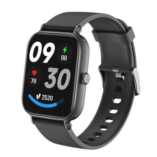 rorios Damen Herren Smartwatch Sport Fitness Intelligente Uhr Silikon Intelligente Armbanduhr mit Überwachung Herzfrequenz Schlaf Aktivität Tracker Schwarz von rorios