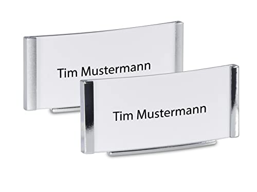 10 x (Magnet-) Namensschilder mit Steg (Marke: roscheba®), 70 x 30 mm, Made in Germany, aus Kunststoff, gewölbt, mit Supermagnet (gold) - Staffelpreise - Namensschilder inkl. Papiereinlagen von roscheba