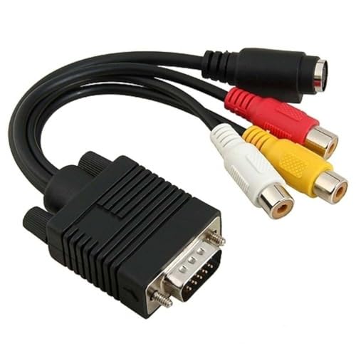 ROSENICE - VGA Adapter-/Konverterkabel mit 3 RCA-Anschlüssen und 1 S-Video-Kabel für AV-Geräte von rosenice