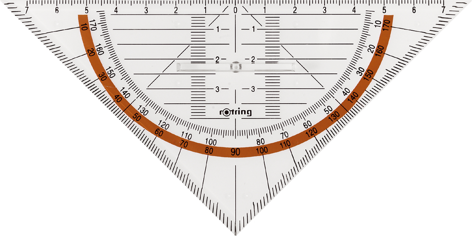 rotring Geometriedreieck Centro mit Griff, Hypotenuse: 230mm von rotring