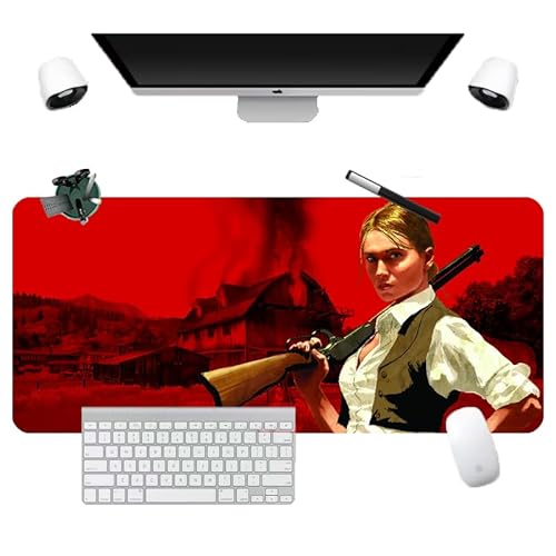 Mauspad Red Dead Redemption 2 | Gaming-Mauspad rot und schwarz | XXL 900 x 400 | große Schreibtischunterlage | wasserdicht – rutschfest von rrhhh