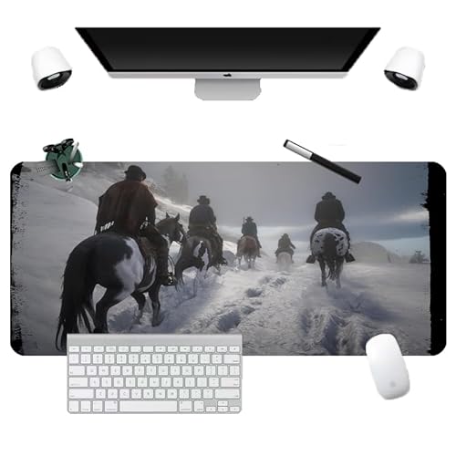 Red Dead Redemption 2 Mauspad | Gaming-Mauspad rot und schwarz | XXL | großes Schreibtischpad | wasserdicht – rutschfest (900 x 400 x 0,3 cm) von rrhhh