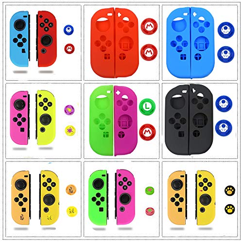 Schutzhülle für Nintendo Switch NS Joy-Con (weiches Silikon, inkl. 2 Daumenstickgriffe) schwarz von rtwetof