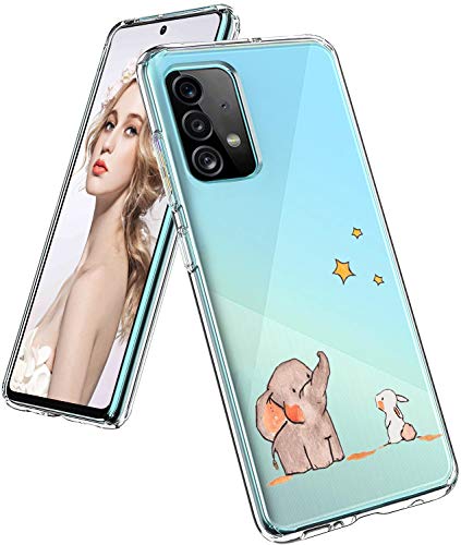 Kompatibel Mit Samsung Galaxy A52 5G Hülle Silikon Klar Case Slim Thin Transparent TPU Flexible Tiere Cover Galaxy A52 5G Elefant Silikoncase Handyhülle Katze Schutzhülle für Samsung A52 5G Handy von ruiyoupin