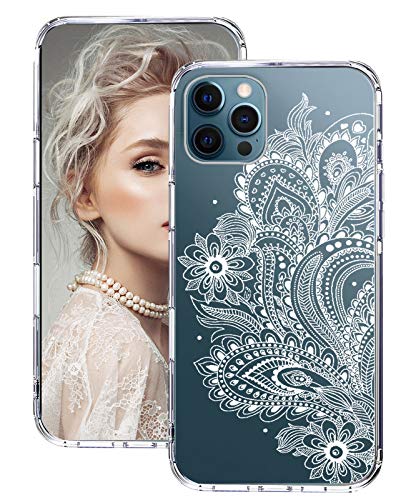 ruiyoupin Kompatibel mit iPhone 12 Pro Hülle Silikon Dünn Transparent Slim Glitzer für iPhone 12 Pro Clear 360 Grad Case Rosa Liquid Mandala Handyhülle Cover für iPhone 12 6,1'' Pro Schutzhülle 256g von ruiyoupin