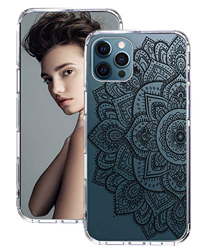 ruiyoupin Kompatibel mit iPhone 12 Pro Hülle Silikon Dünn Transparent Slim Glitzer für iPhone 12 Pro Clear 360 Grad Case Rosa Liquid Mandala Handyhülle Cover für iPhone 12 6,1'' Pro Schutzhülle 256g von ruiyoupin