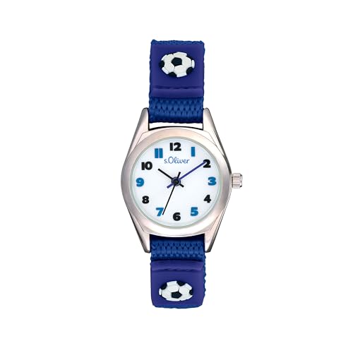 s.Oliver Armbanduhr Jungen Kinder Quarzuhr Analog, mit Nylon Armband, Silber, 3 bar Wasserdicht, Kommt in Uhren Geschenk Box, 2036766 von s.Oliver