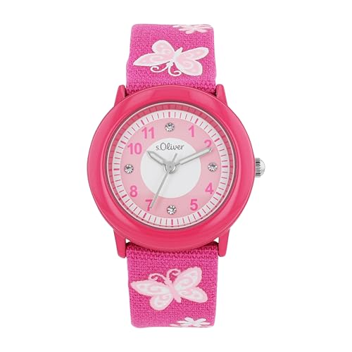 s.Oliver Armbanduhr Mädchen Kinder Quarzuhr Analog, mit Textil Armband, Pink, 3 bar Wasserdicht, Kommt in Uhren Geschenk Box, 2036748 s.Oliver Armbanduhr Mädchen Kinder Quarzuhr Analog, mit Textil Armband, Pink, 3 bar Wasserdicht, Kommt in Uhren Geschenk Box, 2036748 von s.Oliver