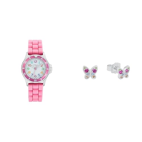 s.Oliver Armbanduhr Rosa mit passenden Schmetterlings-Ohrstecker für Mädchen aus 925 Sterling Silber, Kinderschmuck, Ohrschmuck s.Oliver Armbanduhr Rosa mit passenden Schmetterlings-Ohrstecker für Mädchen aus 925 Sterling Silber, Kinderschmuck, Ohrschmuck von s.Oliver