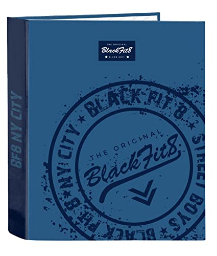 Blackfit8 'stamp' Folio-Ordner mit 4 Ringen, breiter Rücken von safta