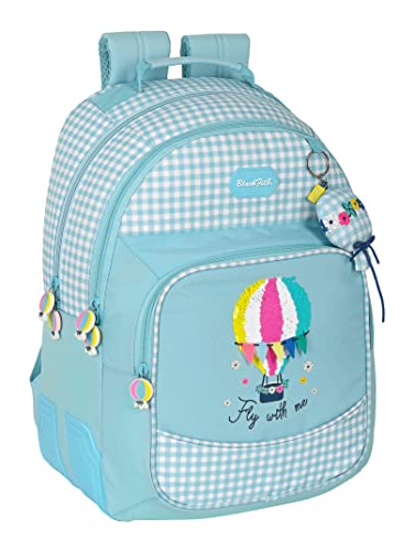 Doppelter anpassbarer Rucksack, recycelbarer Stoff, Blackfit8 Fly with Me, 320 x 150 x 420 mm, Hellblau/Weiß, Einheitsgröße von safta