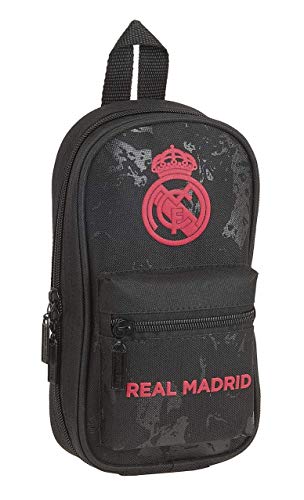 SAFTA 412157747 Federmäppchen, 4 Federmäppchen, 33-teilig, Real Madrid CF, Schwarz, 12 x 5 x 23 cm von safta