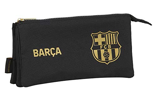 SAFTA FC Barcelona Kollektion, Schwarz, 220x30x120 mm, Federmäppchen mit 3 Fächern von safta