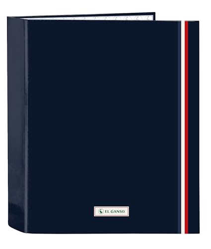 Safta El GANSO ECLIPSE Ordner mit 4 Ringen, ideal für Kinder verschiedener Altersgruppen, bequem und vielseitig, Qualität und Widerstandsfähigkeit, 27 x 6 x 33 cm, marineblau, M, Lässig von safta