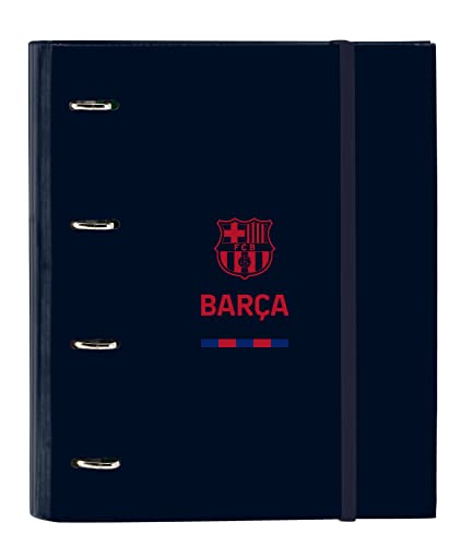 Safta F.C. Barcelona Corporativa, 4 Ringe, 35 cm, mit 100 Blatt, A4, ideal für Kinder verschiedener Altersgruppen, bequem und vielseitig, Qualität und Stärke, 27 x 3,5 x 32 cm, Marineblau von safta