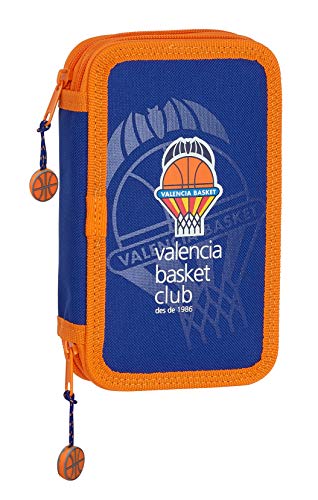 Valencia, Blau/orange, 230x90x120 mm, Federmäppchen mit Zwei Fächern von safta