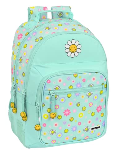 safta 612281773 Doppelter Rucksack. Trolley Smiley World Summer Fun 32 x 42 x 15 cm, bunt von safta