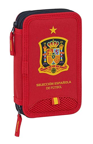 safta Schüleretui mit 28 Utensilien inklusive spanischer Fußballnationalmannschaft, 125 x 40 x 195 mm, Rot von safta