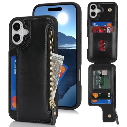 saihamny Handyhülle für iPhone 16 Etui mit Kartenfach, iPhone 16 Hülle mit Kartenhalter, iPhone 16 Handyhülle mit Reißverschluss Geldbörse - Schwarz saihamny Handyhülle für iPhone 16 Etui mit Kartenfach, iPhone 16 Hülle mit Kartenhalter, iPhone 16 Handyhülle mit Reißverschluss Geldbörse - Schwarz von saihamny