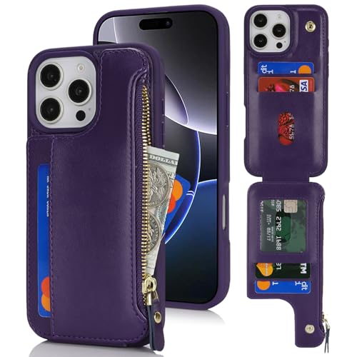 saihamny Handyhülle für iPhone 16 Pro Max Etui mit Kartenfach, iPhone 16 Pro Max Hülle mit Kartenhalter, iPhone 16 Pro Max Handyhülle mit Reißverschluss Geldbörse - Violett saihamny Handyhülle für iPhone 16 Pro Max Etui mit Kartenfach, iPhone 16 Pro Max Hülle mit Kartenhalter, iPhone 16 Pro Max Handyhülle mit Reißverschluss Geldbörse - Violett von saihamny