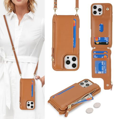 saihamny Handyhülle für iPhone 16 Pro Etui mit Kartenfach, Hülle für iPhone 16 Pro Handyhülle mit Verstellbarer Halskette Handytasche mit Reißverschluss Geldbörse - Braun saihamny Handyhülle für iPhone 16 Pro Etui mit Kartenfach, Hülle für iPhone 16 Pro Handyhülle mit Verstellbarer Halskette Handytasche mit Reißverschluss Geldbörse - Braun von saihamny