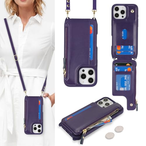 saihamny Handyhülle für iPhone 16 Pro Etui mit Kartenfach, Hülle für iPhone 16 Pro Handyhülle mit Verstellbarer Halskette Handytasche mit Reißverschluss Geldbörse - Violett saihamny Handyhülle für iPhone 16 Pro Etui mit Kartenfach, Hülle für iPhone 16 Pro Handyhülle mit Verstellbarer Halskette Handytasche mit Reißverschluss Geldbörse - Violett von saihamny