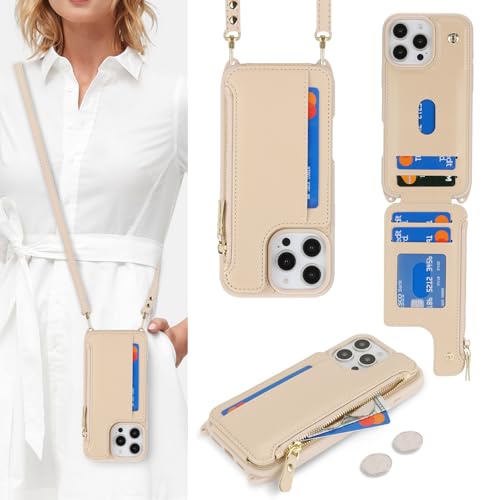 saihamny Handyhülle für iPhone 16 Pro Etui mit Kartenfach, Hülle für iPhone 16 Pro Handyhülle mit Verstellbarer Halskette Handytasche mit Reißverschluss Geldbörse - Beige saihamny Handyhülle für iPhone 16 Pro Etui mit Kartenfach, Hülle für iPhone 16 Pro Handyhülle mit Verstellbarer Halskette Handytasche mit Reißverschluss Geldbörse - Beige von saihamny