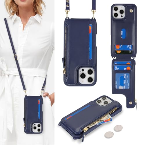 saihamny Handyhülle für iPhone 16 Pro Etui mit Kartenfach, Hülle für iPhone 16 Pro Handyhülle mit Verstellbarer Halskette Handytasche mit Reißverschluss Geldbörse - Blau saihamny Handyhülle für iPhone 16 Pro Etui mit Kartenfach, Hülle für iPhone 16 Pro Handyhülle mit Verstellbarer Halskette Handytasche mit Reißverschluss Geldbörse - Blau von saihamny