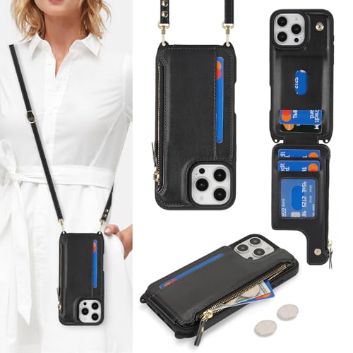 saihamny Handyhülle für iPhone 16 Pro Etui mit Kartenfach, Hülle für iPhone 16 Pro Handyhülle mit Verstellbarer Halskette Handytasche mit Reißverschluss Geldbörse - Schwarz saihamny Handyhülle für iPhone 16 Pro Etui mit Kartenfach, Hülle für iPhone 16 Pro Handyhülle mit Verstellbarer Halskette Handytasche mit Reißverschluss Geldbörse - Schwarz von saihamny