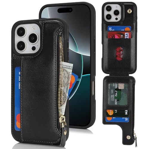 saihamny Handyhülle für iPhone 16 Pro Etui mit Kartenfach, iPhone 16 Pro Hülle mit Kartenhalter, iPhone 16 Pro Handyhülle mit Reißverschluss Geldbörse - Schwarz saihamny Handyhülle für iPhone 16 Pro Etui mit Kartenfach, iPhone 16 Pro Hülle mit Kartenhalter, iPhone 16 Pro Handyhülle mit Reißverschluss Geldbörse - Schwarz von saihamny