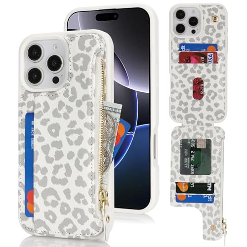 saihamny Handyhülle für iPhone 16 Pro Max Etui mit Kartenfach, iPhone 16 Pro Max Hülle mit Kartenhalter, iPhone 16 Pro Max Handyhülle mit Reißverschluss Geldbörse - Weißer Leopard saihamny Handyhülle für iPhone 16 Pro Max Etui mit Kartenfach, iPhone 16 Pro Max Hülle mit Kartenhalter, iPhone 16 Pro Max Handyhülle mit Reißverschluss Geldbörse - Weißer Leopard von saihamny