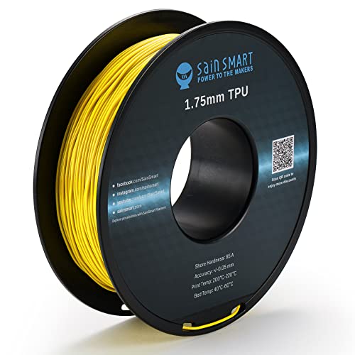 SainSmart Neon Color TPU, 1,75 mm flexibles TPU 3D-Druckerfilament 800 g, Maßgenauigkeit +/- 0,05 mm, Neongelb, leuchtend gelbe Farbe von sainsmart