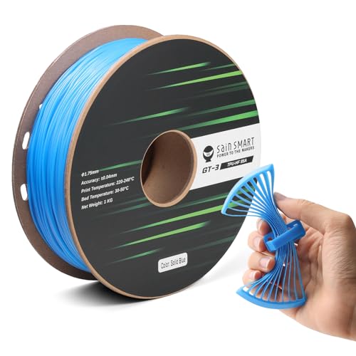 SainSmart TPU-Filament 1,75 mm, GT-3 flexibles 3D-Drucker-Filament für Hochgeschwindigkeitsdruck 500 mm/s, UV-beständig, blau, 1 kg Spule, Maßgenauigkeit +/- 0,04 mm von sainsmart