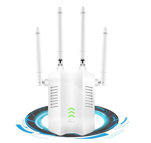 Saiyuanxing WiFi Extender - Dual Band 2.4G und 5G WiFi Extender Booster Wireless WiFi Booster 1 Ethernet Port und 4 Externe Antennen Weiß UK Stecker (AC16) von saiyuanxing