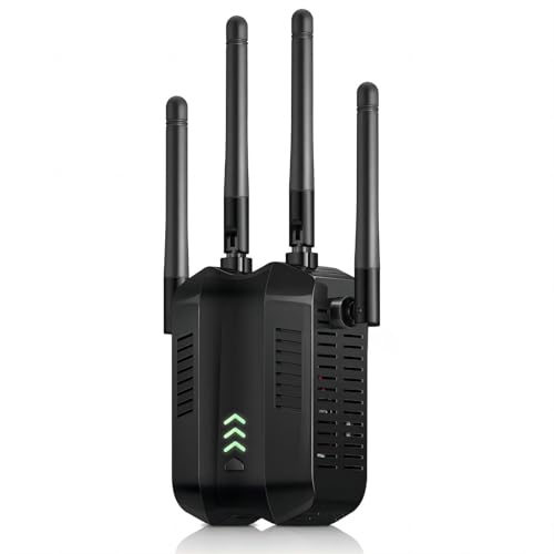 WiFi Extender Signal Enhancer 300Mbps WiFi Repeater 2.4GHz dual Band Anti-Interference 4 Antennas Easy to Set WiFi Range Extender（Black） von saiyuanxing
