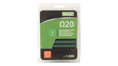 Zaunklammern Ω20 SALKI - Blister mit verzinkten Stahlringklammern Omega-20, 2 mm Durchmesser, ideal zum Heften von Zäunen, enthält 1000 Stück, Farbe Grün von salki